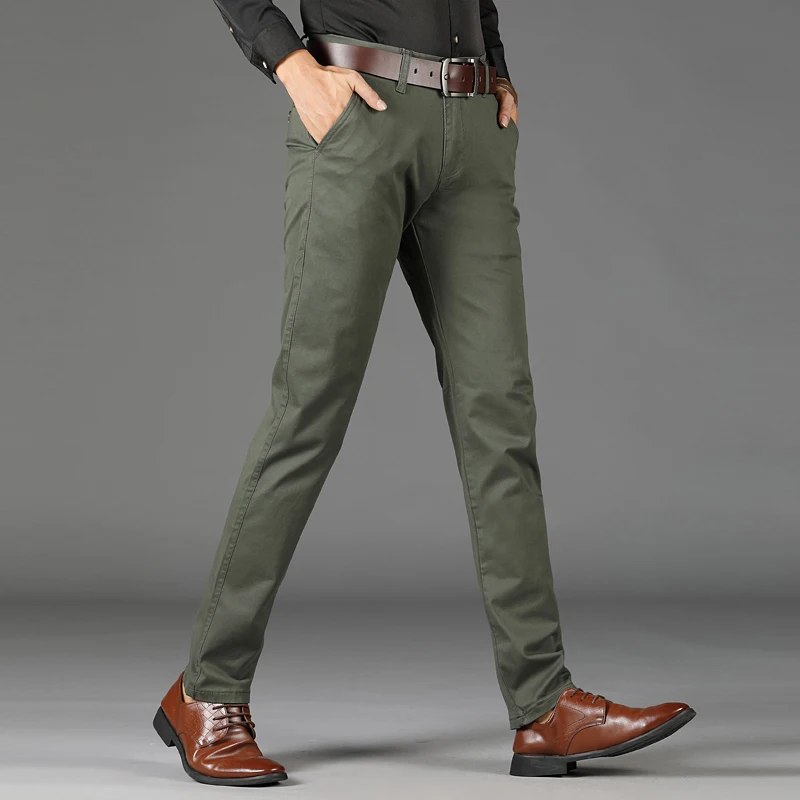 Брюки мужские хлопковые приталенные повседневные модные штаны брендовая одежда