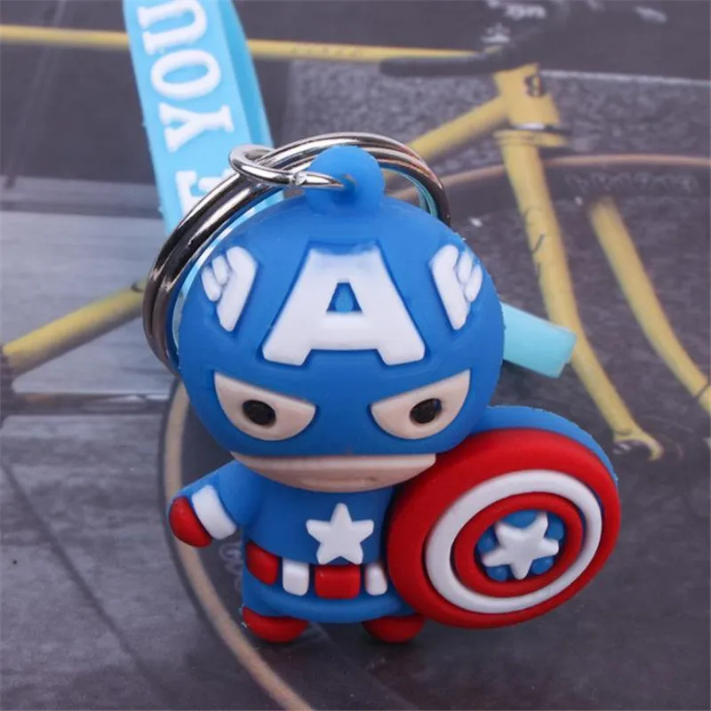 Comic Anime Superman Batman Captain America Iron Man Deadpool Cosplay Keychain Pendant Accessories Rubber Gift