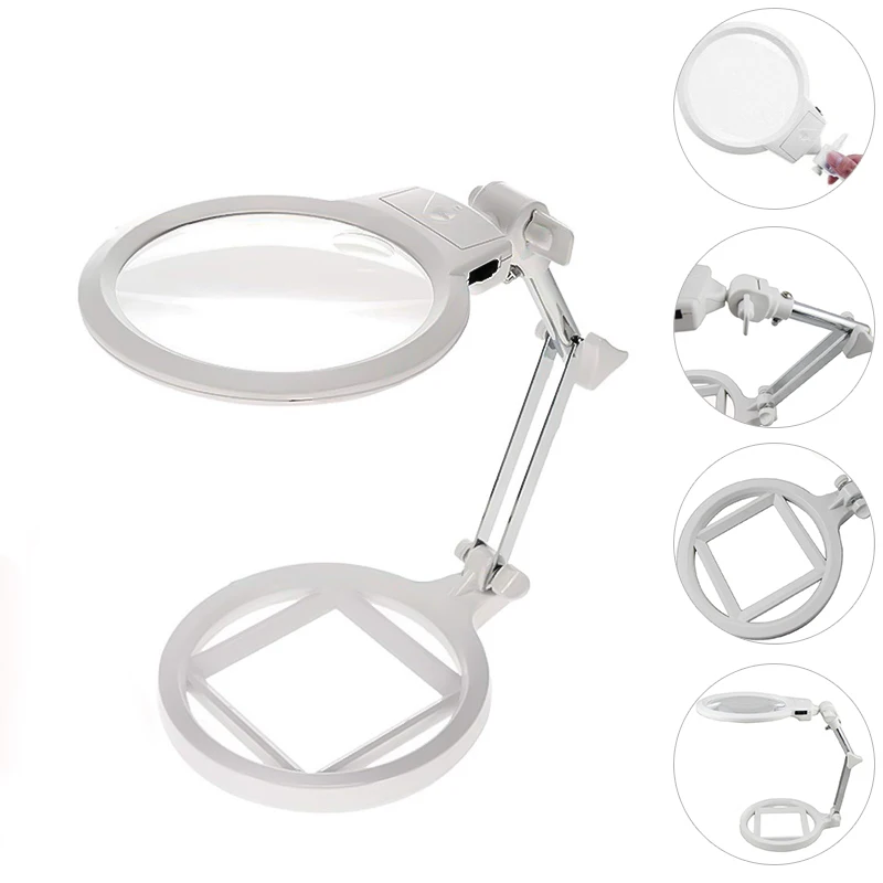 Чтения увеличительное Стекло с светодиодный светильник складной 3 в 1