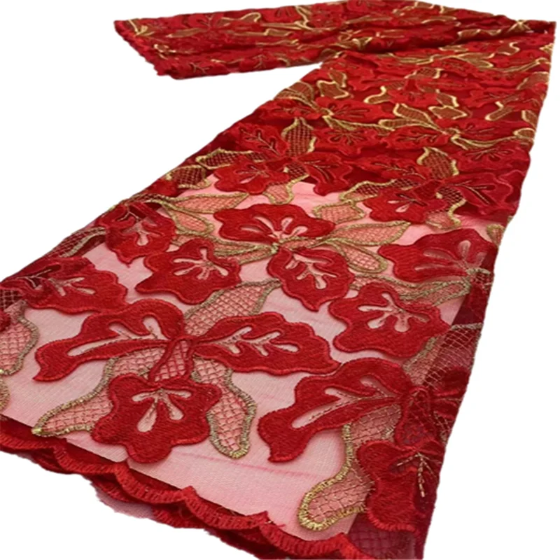 

Hot Sale African Nigerian 100% Cotton Punch Lace Fabric 2021 High Quality French Net Lace Fabrics With Dress FC119