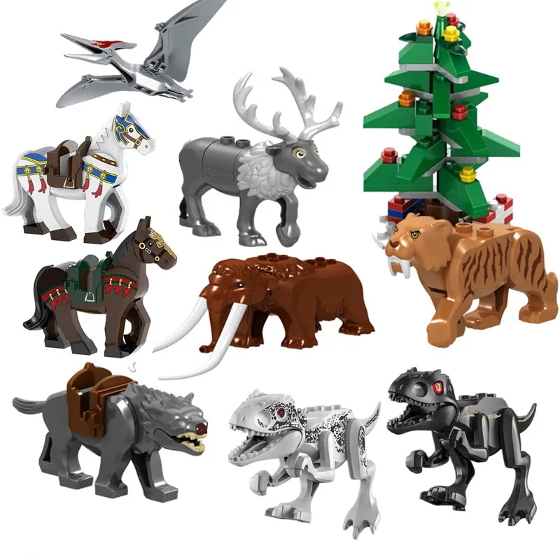 Блокировка животных дикий волк Лось Тигр верблюд строительные блоки игрушки для