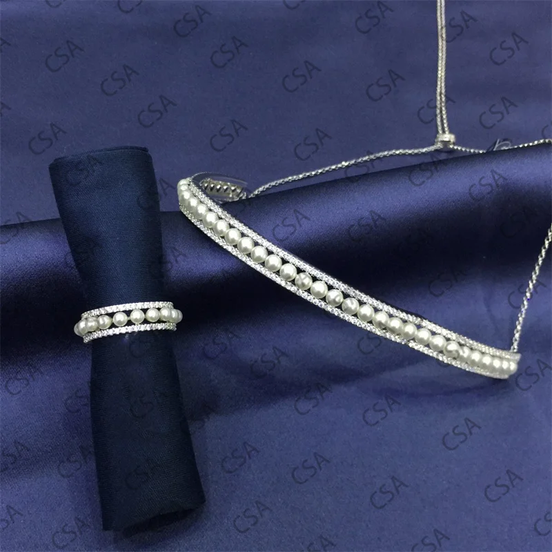 

S925 sterling silver Moroccan brand new small waist pearl necklace pearl ring hot style popular personality simple temperament