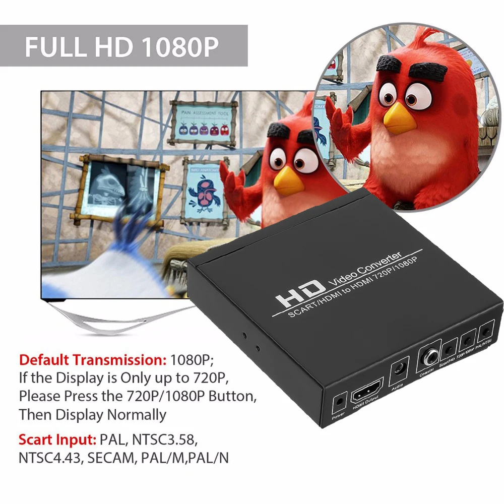 Адаптер SCART HDMI совместимый с видеоконвертер Full HD 1080P 3 5 мм для DVD-плеера/приставки