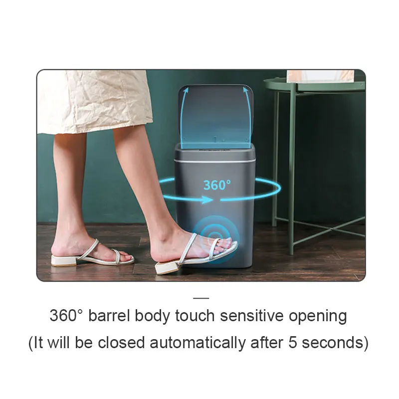 

Smart Automatic Induction Trash Can Household Mute Bedroom Bathroom Kitchen Storage Bucket P7Ding