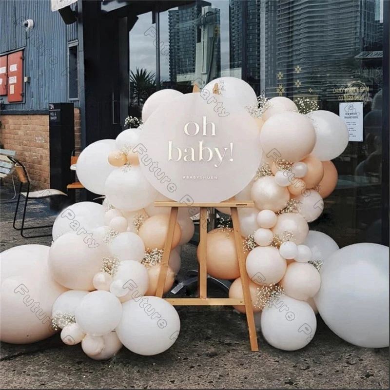 

82pcs Pearl White Latex Balloons Garland Wedding Birthday Decoration Anniversary Baby Shower Double Cream Peach Ballon Arch Deco