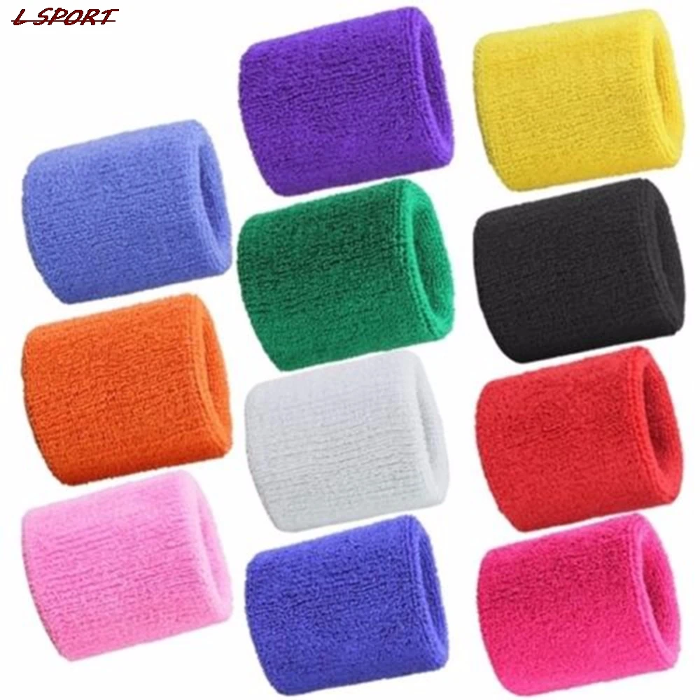

2PCS Colorful Cotton Unisex Sport Sweatband Wristband Wrist Protector Running Badminton Basketball Brace Terry Cloth Sweat Band