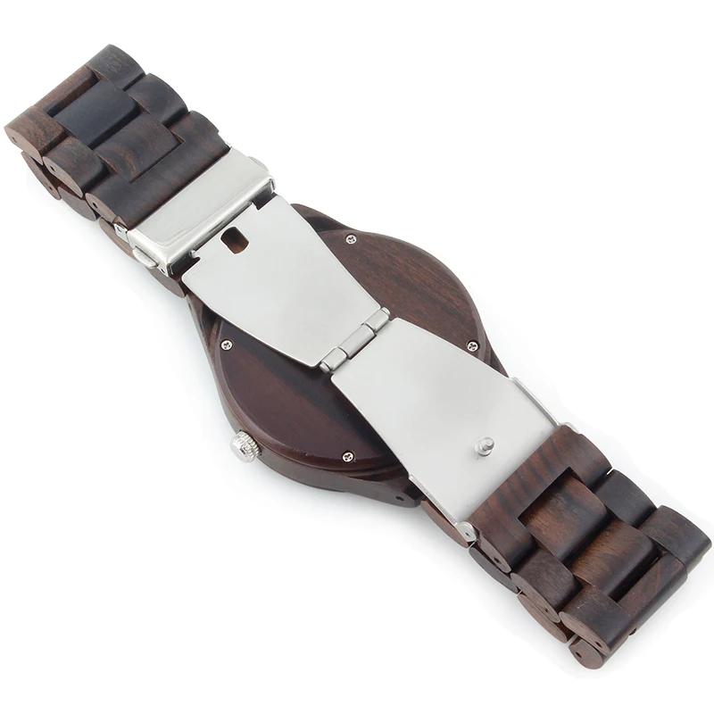 

Natural Black Wood Watch Men Business Luxury Stop Watch Quartz Movement Wood Watches Luxury Gift Full Wooden Watches