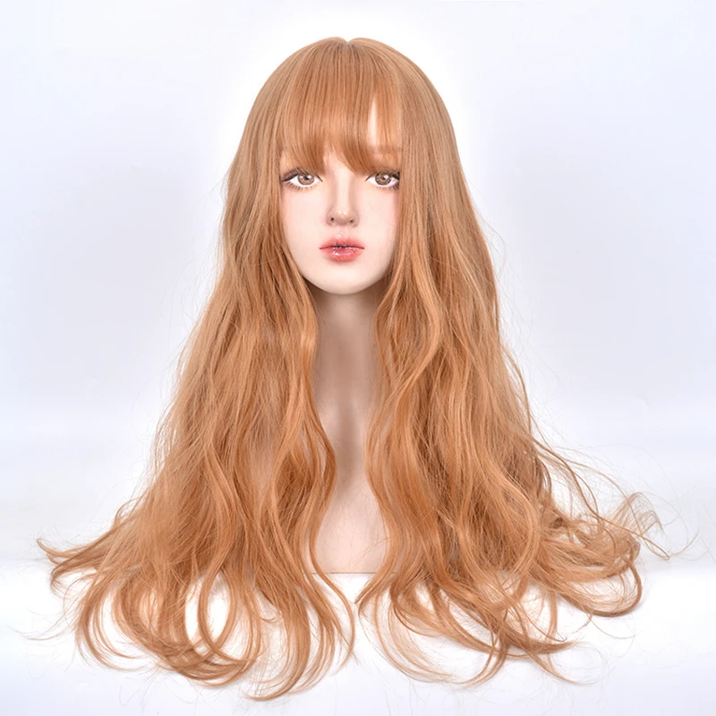 Yiyaobess Synthetic Blue Highlights Brown Wig Long Wavy Hair Auburn Mix Pink African American Cosplay Wigs For Women Perruque | Шиньоны и