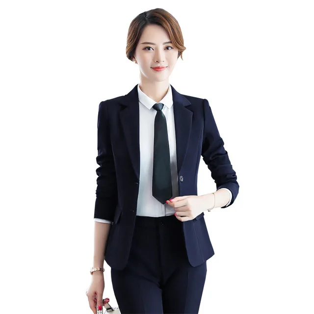 Office Ladies Pants and Blazers Spring Autumn Work Wear Pant Suit Women 2 Piece Set Pantsuit Slim Grey Red Purple Trouser Suits | Женская