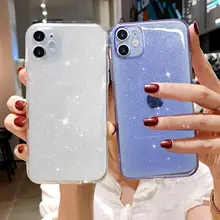 Candy Color Glitter Transparent Phone Case For iPhone 13 11 12 Pro 12 Mini X XR XS Max SE 2020 7 8 Plus 6 6s Soft Silicone Cover