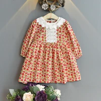 girls retro cotton floral skirt puff sleeve princess skirt tide kids dresses for girls kids dresses for girls baby girl clothing