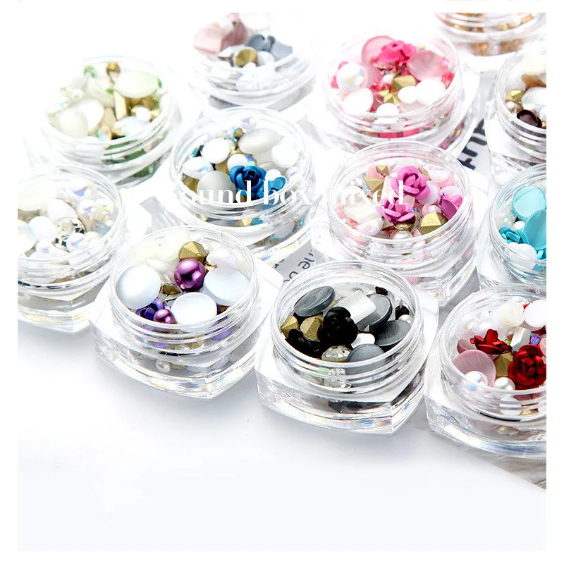 

3D Nail Rose Eye Cat Stone Square Water Drops Studs Gems AB Opal Rhinestone Mix Decorations Tool