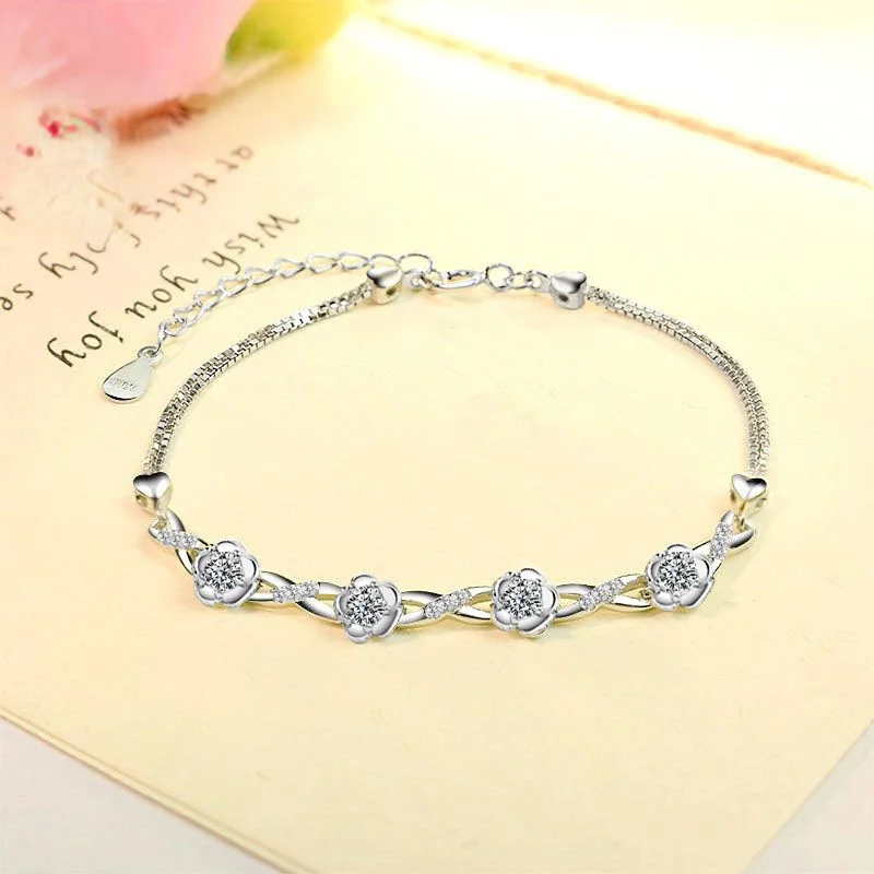 

Женский браслет Sansheng III из стерлингового серебра S925 пробы, Корейская версия светильник лого роскошного стиля, простой нишевый дизайн в виде ...