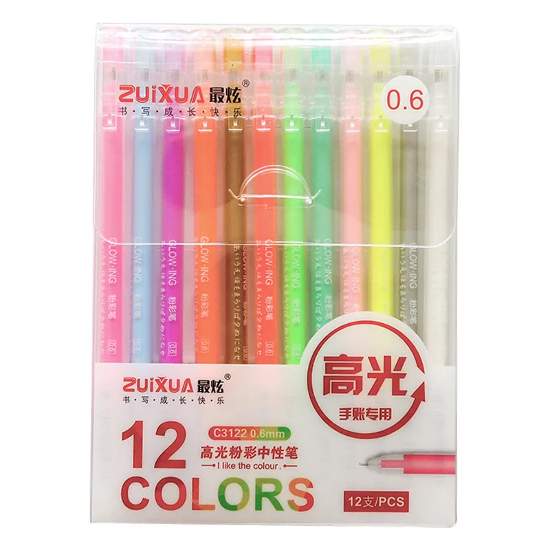 

12 Colors Gel Pens Set Glitter Gel Pen for Adult Coloring Books Journals Sketching Drawing Doodling Art Markers