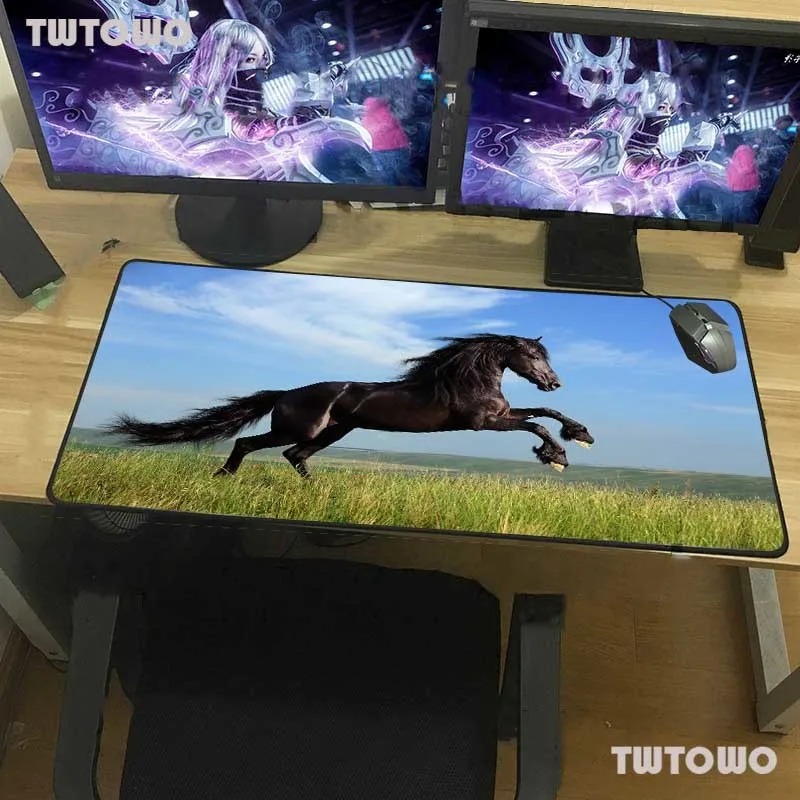 

Animal Horse Grassland Scenery Custom Large Gaming Mouse Pad Black Lock Edge Computer Table Mat Speed Rubber Non-slip Xxl