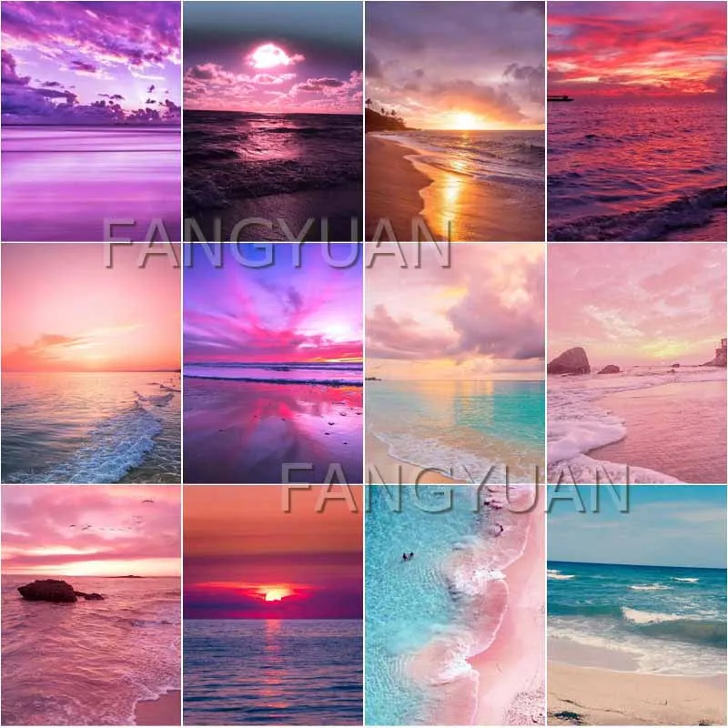 

Алмазная 5D картина «сделай сам», закат, пляж, морской пейзаж, вышивка, Набор для вышивки крестиком, мозаичные картины, украшение для дома, под...