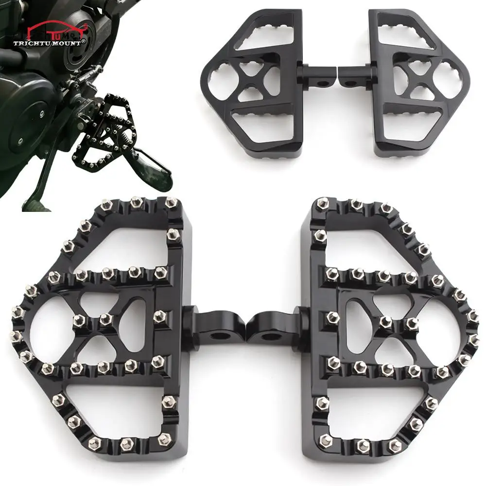 

Motorcycle MX Foot Pegs Wide Fat Floorboards Footrests Pedals For Harley Sportster XL 1200 883 Dyna FXDF FLH Bobber Black