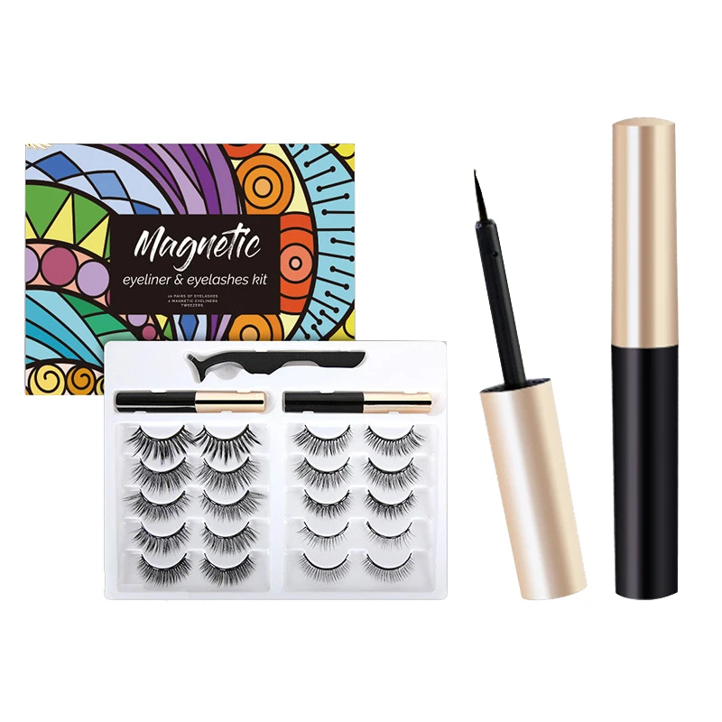 

10 Pairs 3D Magnetic Eyelashes With Eyeliner Kit Natural Look & Glamnetic False Lashes With Applicator False Eyelashes