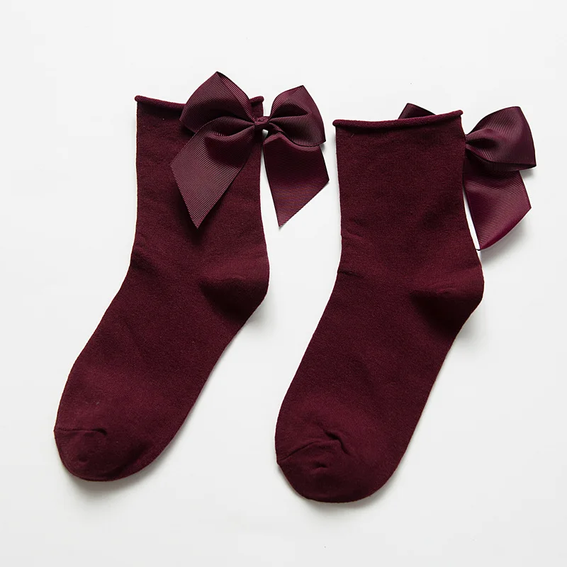 

Chic Streetwear Women's Lovely Candy Color Bow Socks Casual Female Contrast Color Short Socks Cute Ladies Bow knot Sox 7 Colors