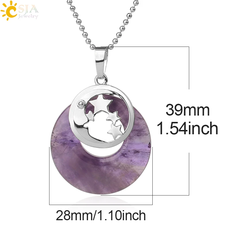 CSJA ожерелье с натуральным настоящим камнем подвеска круглой кварц для лечения