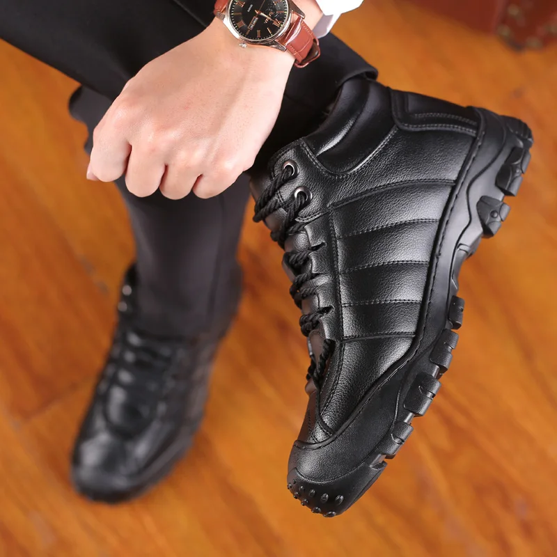 

Кроссовки мужские зимние из искусственной кожи, с теплоизоляцией, Нескользящие