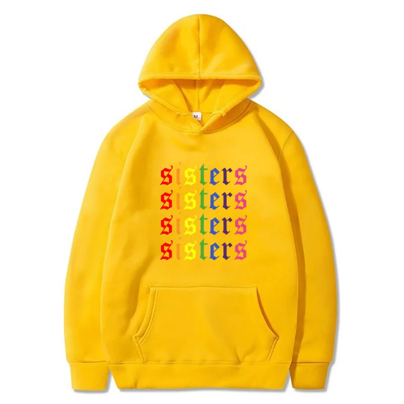 2021 Sister Letter Print Hoodie Long Sleeve Hooded Sweatshirt