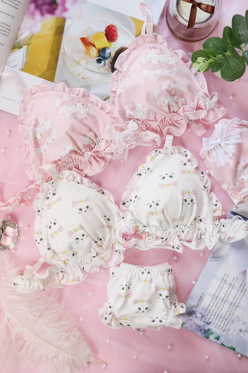 Комплект нижнего белья в японском стиле Милая принцесса с кошкой розовый кролик