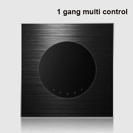 1 gang multi control 86 Тип 1 2 3 4 банда 1 2 способ Черный алюминиевый сплав панель Переключатель Розетка светильник Европа промышленность переключатель Франция Германия Великобритания розетка led - Цвет: 1 gang multi control
