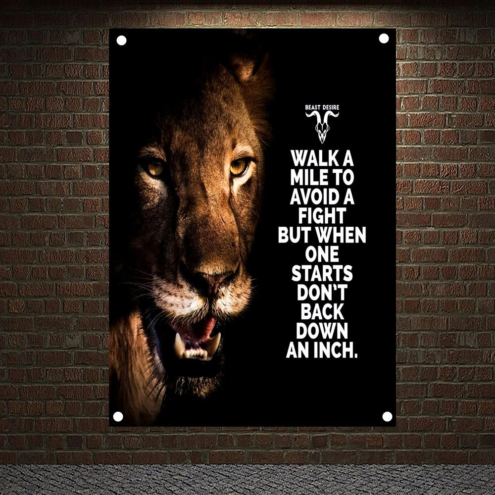 

WALK A MILE TO AVOID A FIGHT BUT WHEN ONE STARTS DON'T BACK DOWN AN INCH. Motivational Workout Posters Exercise Banner Gym Decor