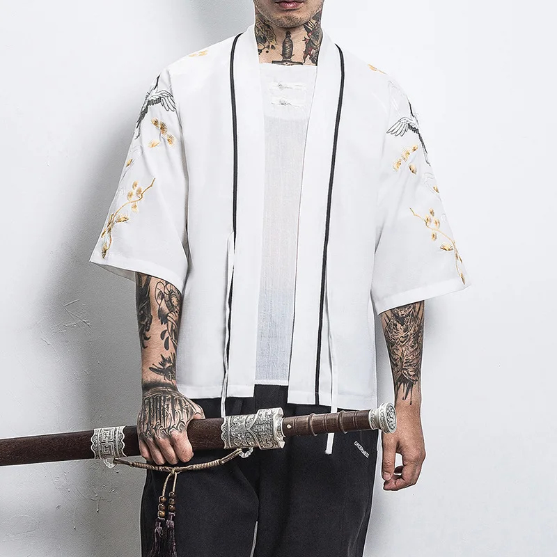 

Dragon Embroidery Cotton Kimono Harajuku Japanese Style Cardigan Men Samurai Kimono Robes Yukata Asian Clothes Women Jackets