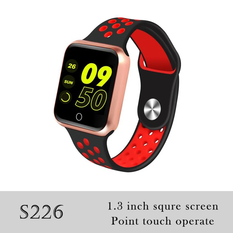 S226 Black Red 696 F8 полный сенсорный экран умный Браслет пульсометр кровяное давление кислородный Монитор датчик движения IP67 водонепроницаемый браслет - Цвет: S226 Black Red