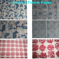 3pcsset transfer paper ceramic underglaze colorful flower paper blue and white porcelain high temperature ceramic decals xj103
