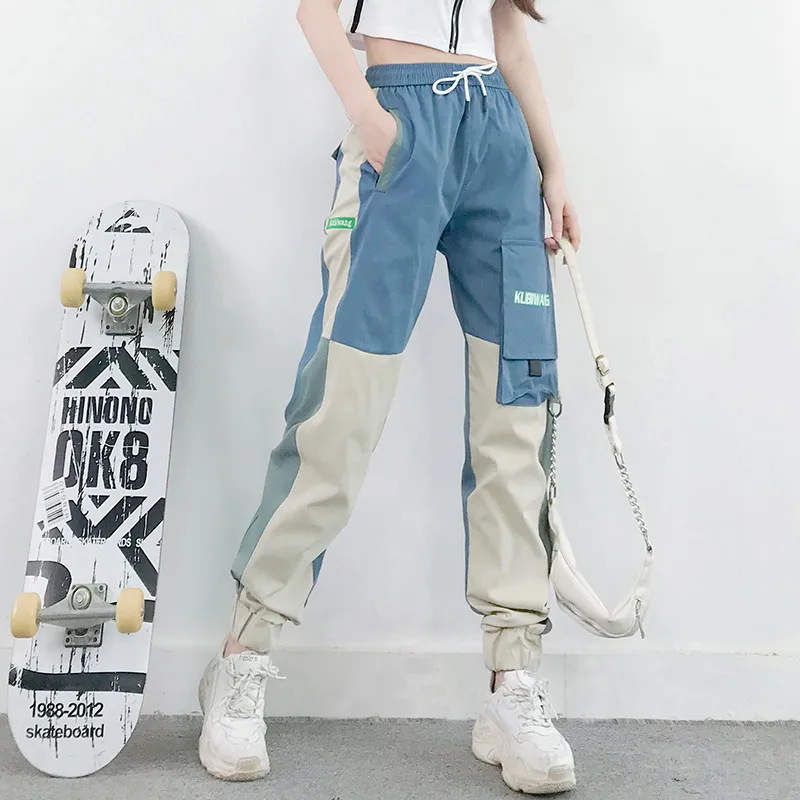 

Женские штаны карго осень высокая талия шнурок для бега Штаны размера плюс женский Хай-стрит Брюки повседневные спортивные брюки