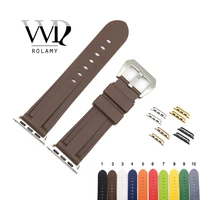 rolamy fashion 38 40 42 44mm pure brown red silicone rubber replacement wrist watchband strap loops for iwatch series 4321