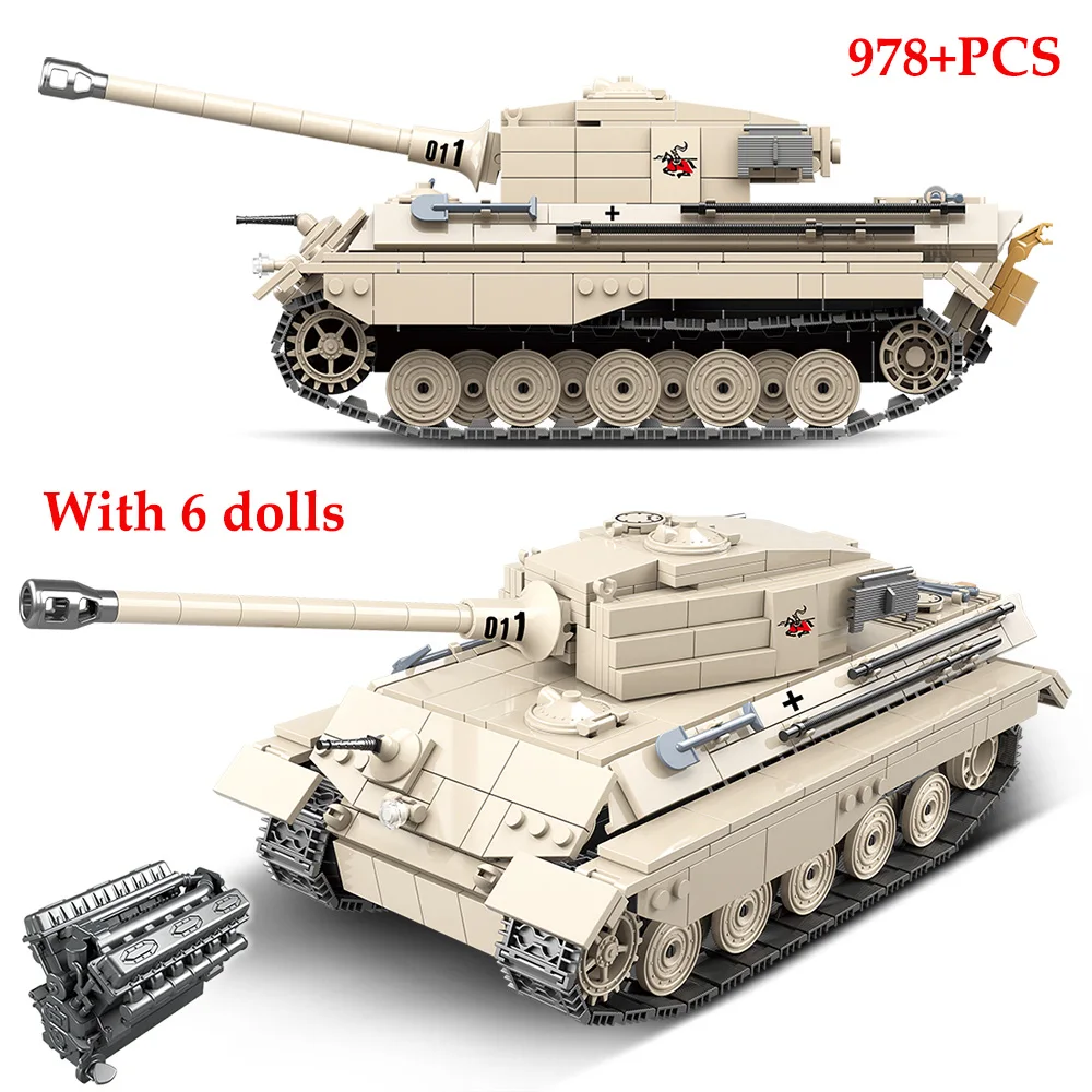 978 шт. WW2 немецкий Король тигр Танк строительные блоки военное оружие солдаты
