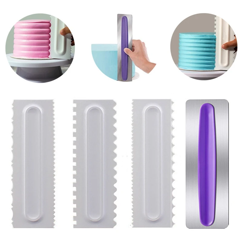 

Cake Scrapers Cake Smoother Decorating Comb Set Stainless Steel Cake Icing Scraper Cake Smoother Scrapers Cake Pastry