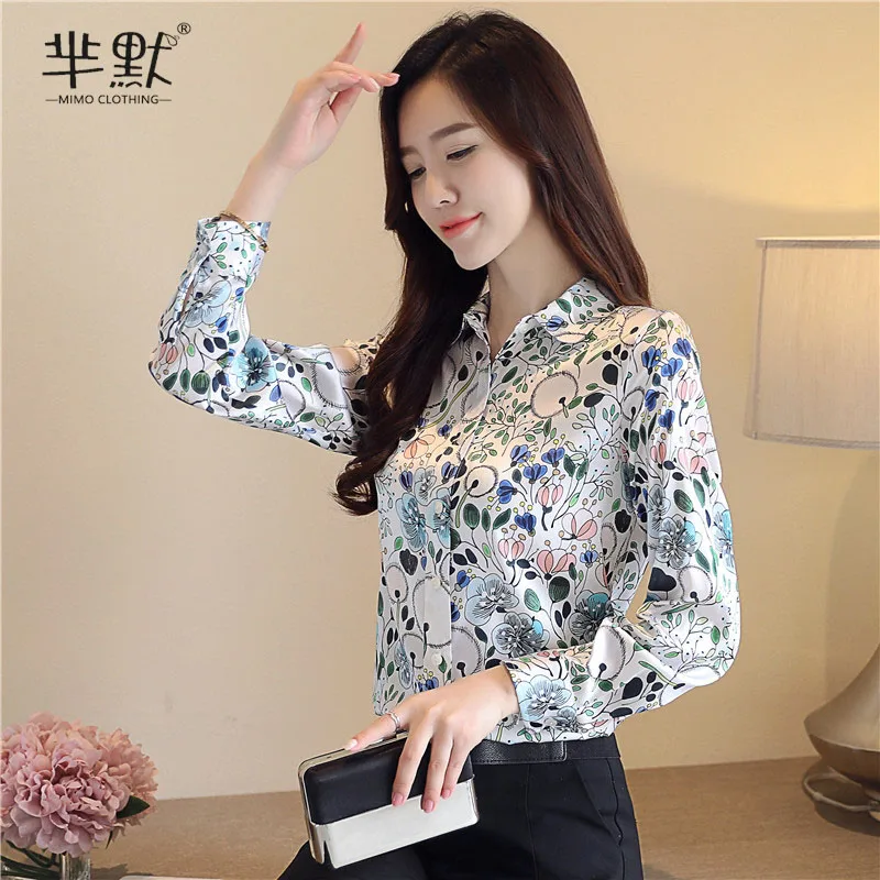 

Spring Autumn Women's Blouses New Printed Lapel Long Sleeve Shirt Korean Style Loose Casual female Tops LL322