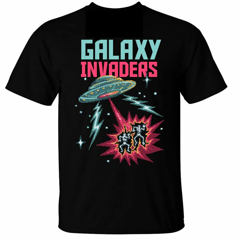 Galaxy Invaders Футболка Мужская Ретро пространство 80 х 90 геймеров аркадные пиксели НЛО