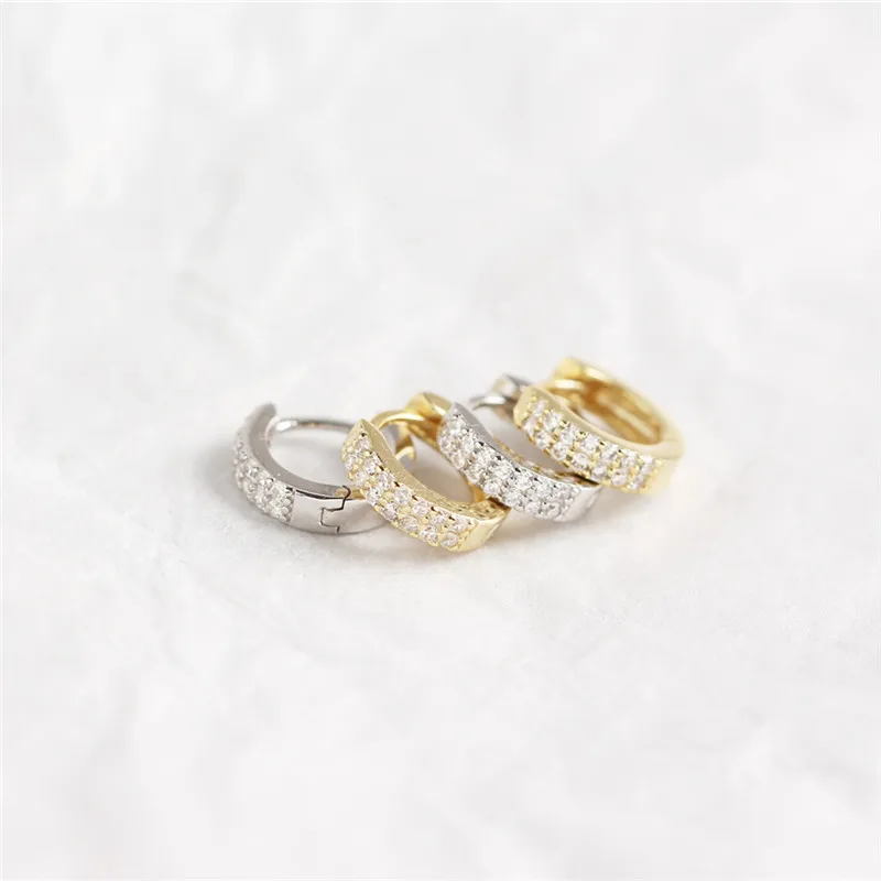 

YGRKLGA Vahine 100% 925 Sterling Silver Double-row Zircons Stud Earrings for Women