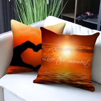 fuwatacchi sunset couple love cushion cover valentines day gift newlyweds wedding anniversary home decoration boho pillow cover
