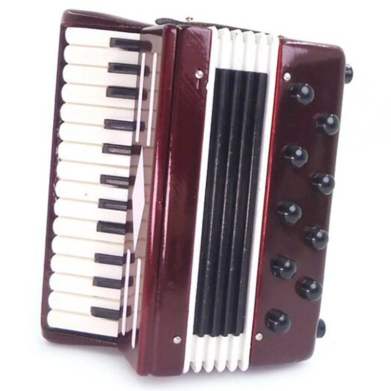 

1/12 Dollhouse Wooden Accordion Miniature Musical Instruments Model Collection