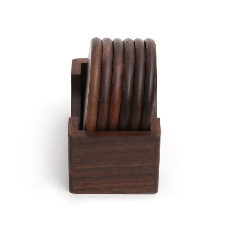 6 шт./компл. кофейные горки черного ореха круглые деревянные чашки изоляционная