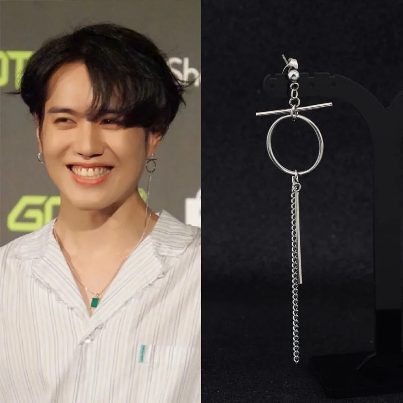 Idol корейские серьги K-POP из нержавеющей стали гранж хип хоп рэперские цепи кисточкой круглая подвеска женские серьги-гвоздики мужские клипсы