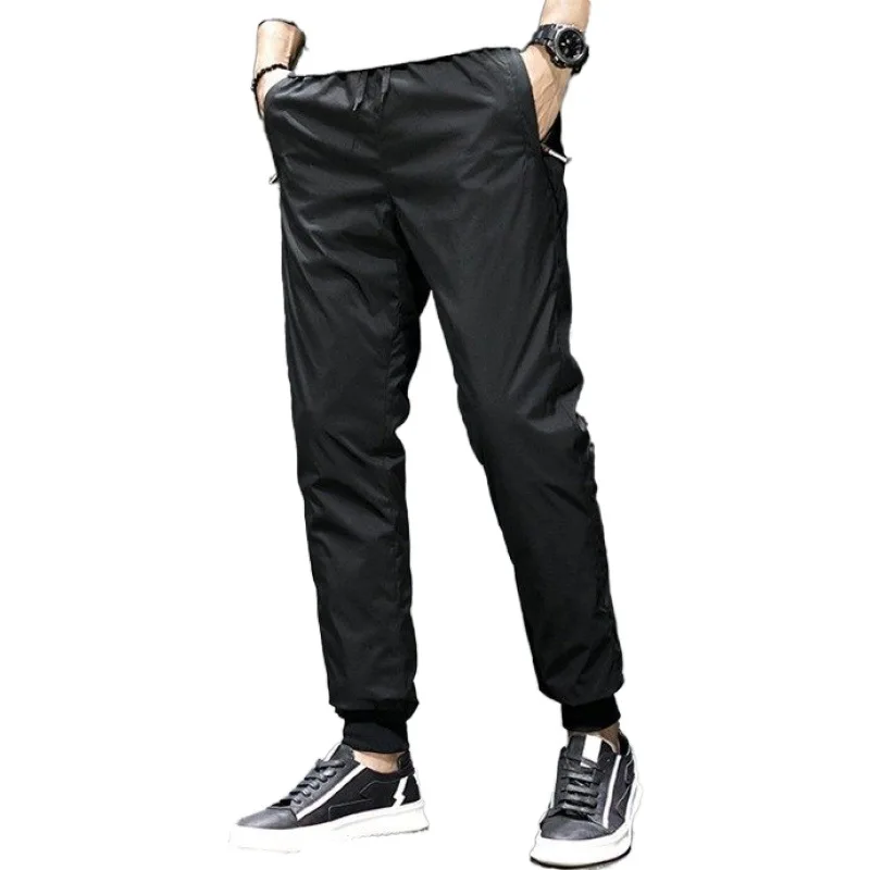 

warm thick down pants quality didn't run velvet beam foot trousers pure color code wholesale leisure men's trousers