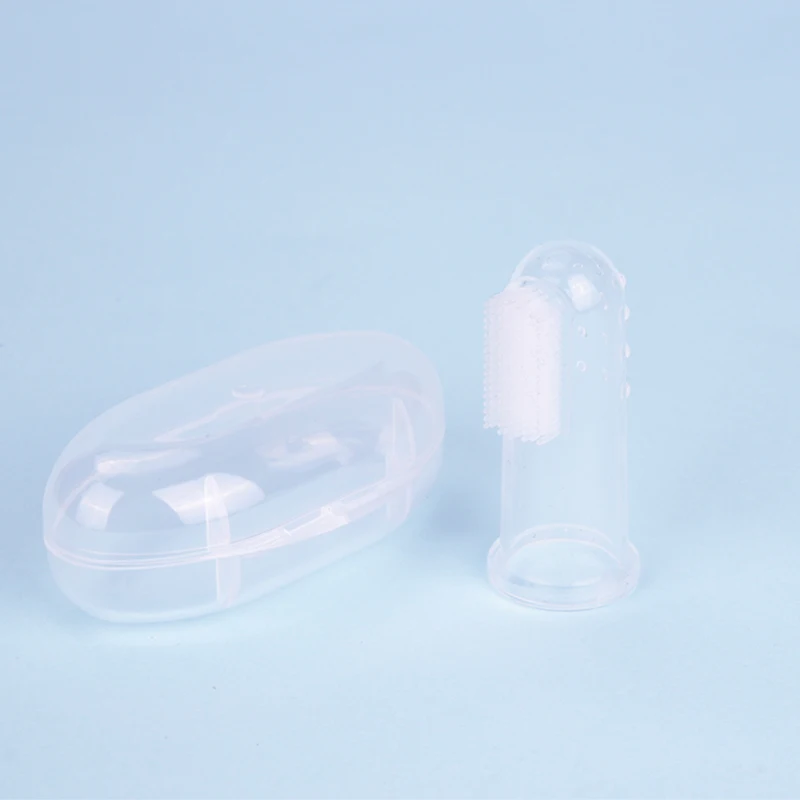 2pcs white Силиконовая детская зубная щетка на палец, 1/2 шт., детская зубная щетка, зубная щетка для младенцев, Мягкая зубная щетка с коробкой - Цвет: 2pcs white