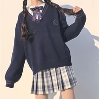 jk uniform genuine long sleeve sweater new style japanese fashion school girl uniform sweaters womens clothing navy blue beige