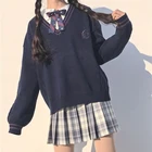 Униформа JK, натуральный свитер с длинными рукавами, новый стиль, школьная форма в японском стиле для девочек, женская одежда, темно-синий, бежевый цвет