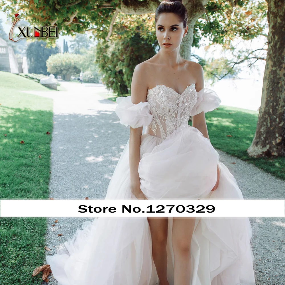Robe De Mariee Long Wedding Dresses Sexy Sweetheart A Line Appliques Beaded Court Train Lace Vintage Bridal Gown