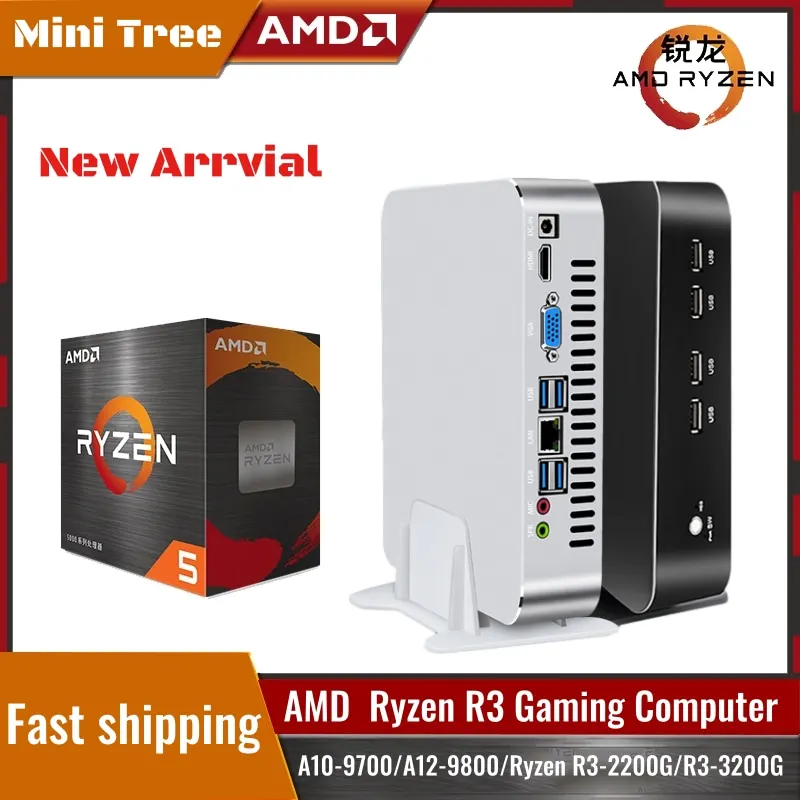 [해외] 2021 게임용 미니 PC AMD Ryzen 3 3200G 2200G 2 * DDR4 M.2 SSD Win11 TPM2.0 HTPC Radeon 그래픽 AC WiFi 데스크탑