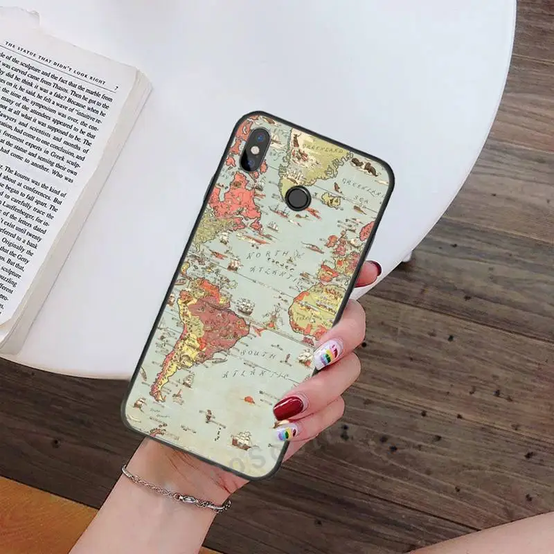 

world map color sea pattern luxury design Phone Case coque For Xiaomi Redmi note 7 8 9 t k30 max3 9 s 10 pro lite